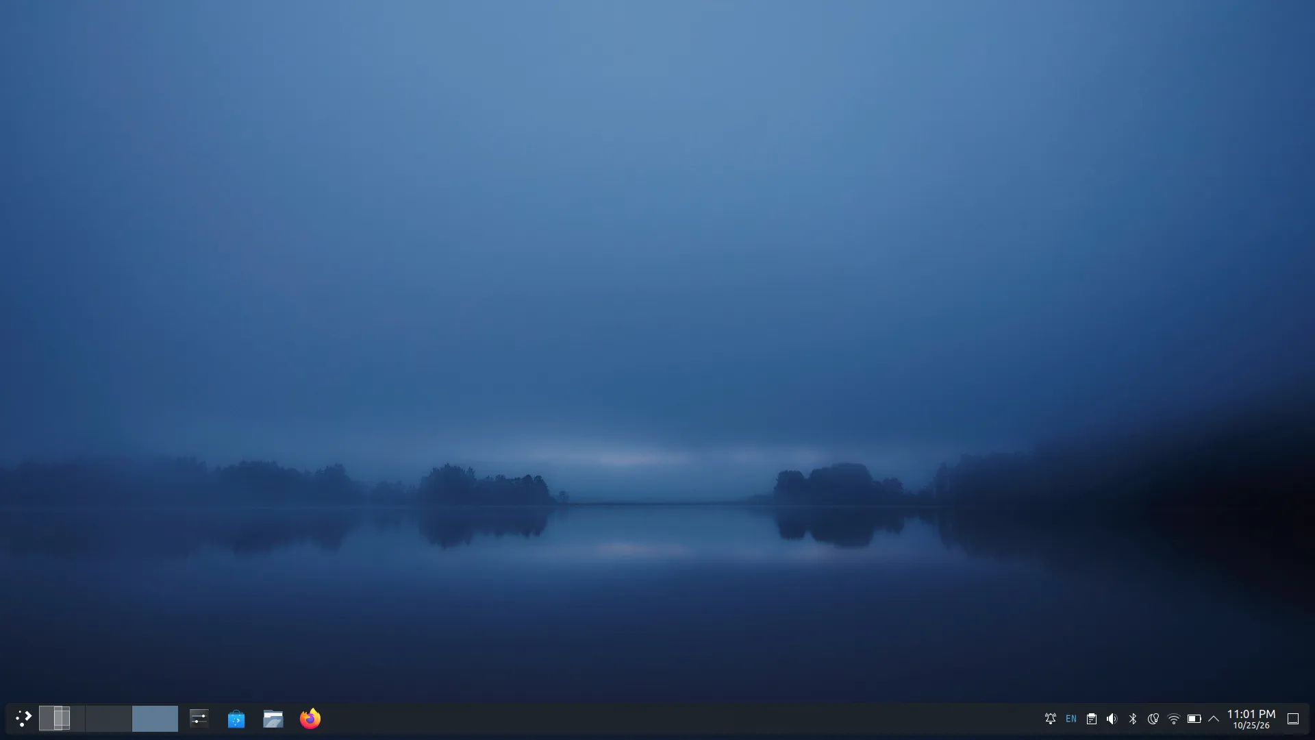 Fedora KDE desktop on the ThinkPad with DarkestHour wallpaper and a compact bottom panel