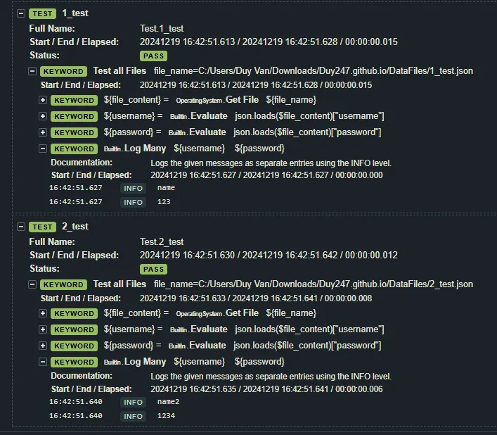Log sử dụng JSON lẻ